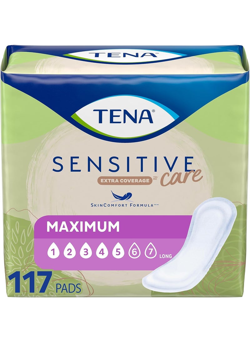 Tena TENA Incontinence Pads, Bladder Control & Postpartum for Women, Maximum Absorbency, Long, Sensitive Care - 117 Count 