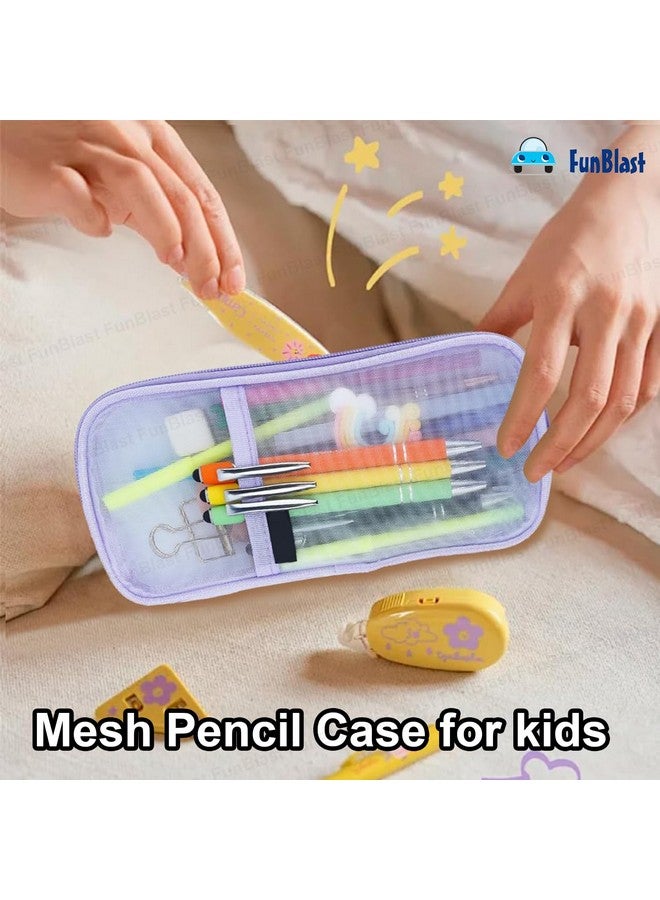 FunBlast Pen Pencil Case, Transparent Pencil Pouch with Zipper Closure Portable Clear Makeup Pouch, Large Capacity Pencil Bag, Stationery Bag for Students Girls Office Adults (Purple) - Image 5