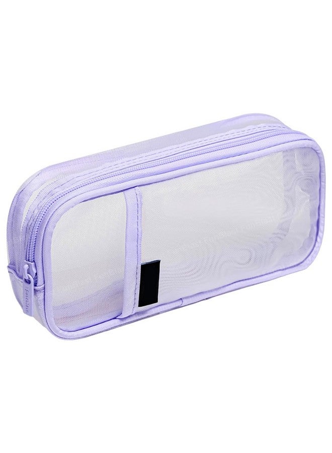 FunBlast Pen Pencil Case, Transparent Pencil Pouch with Zipper Closure Portable Clear Makeup Pouch, Large Capacity Pencil Bag, Stationery Bag for Students Girls Office Adults (Purple) - Image 1
