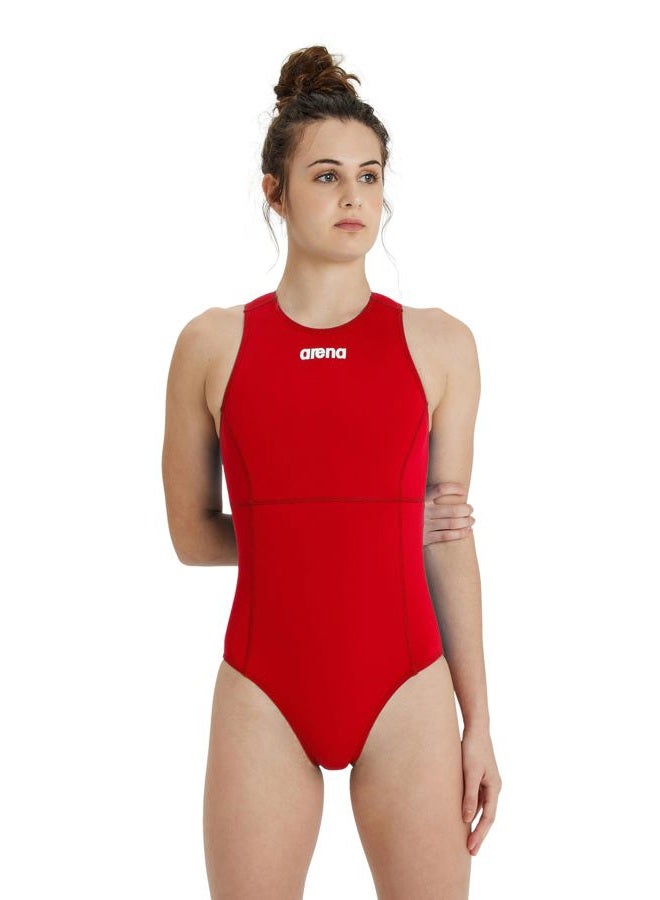 arena Women's Standard Team Swimsuit Waterpolo Solid, Red-White, 36 - Image 1