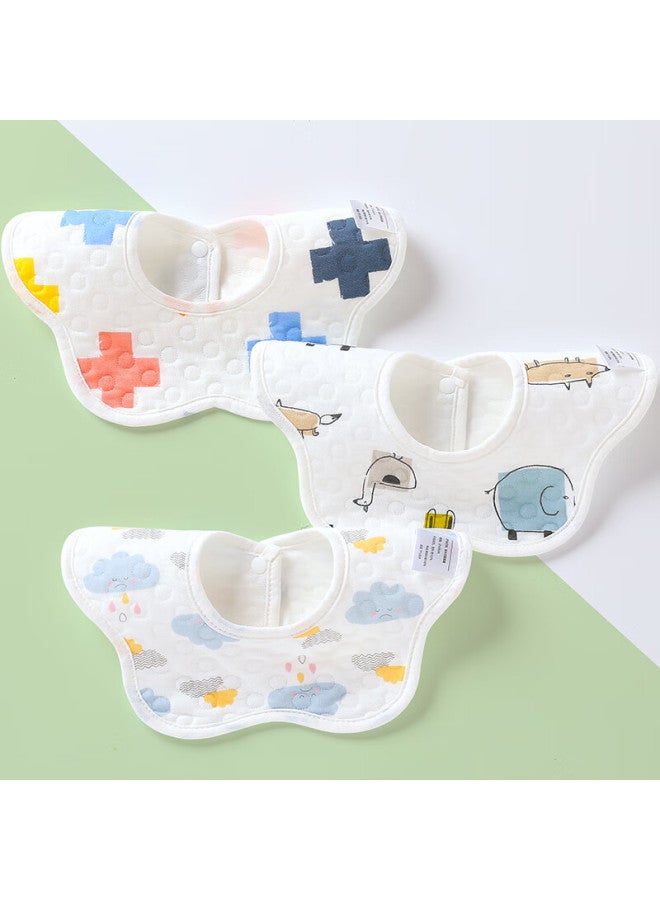 Babyface Tongyan Baby Drool Bib, Pure Cotton, Waterproof, Anti-spill Bib For Infants, Newborn Anti Bib, 360-degree Rotating Bib, 3-pack - Image 1