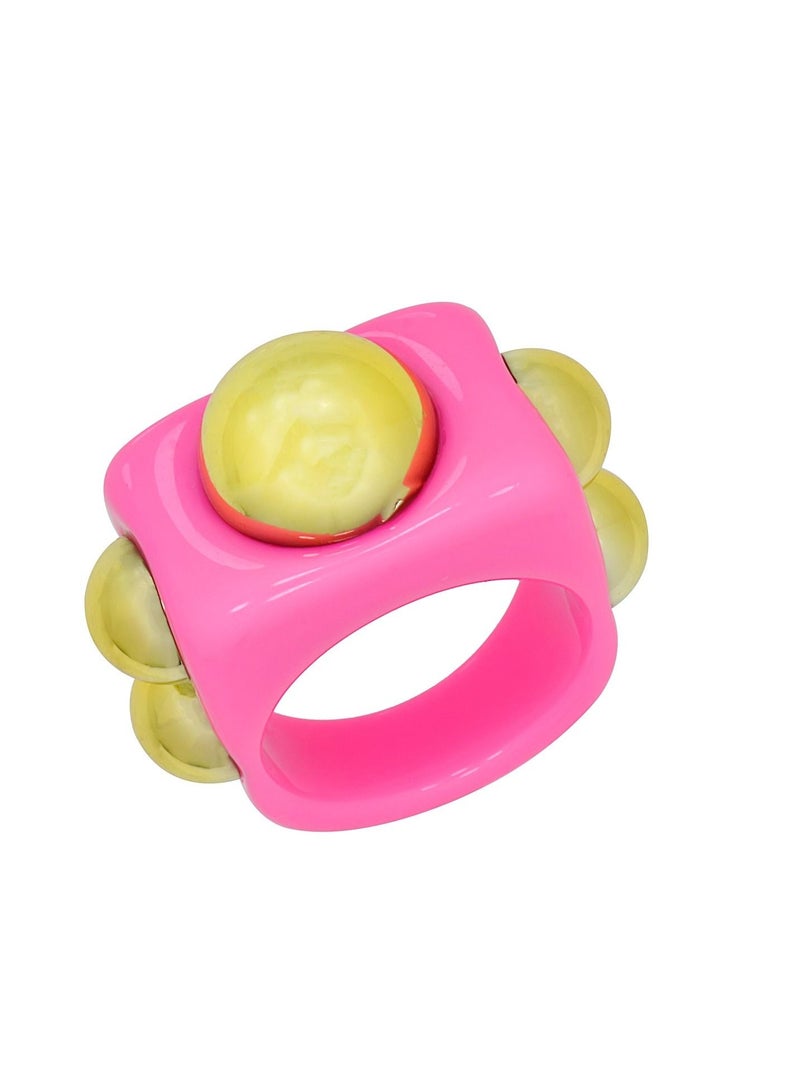 Fashionbox Elisa Pink Ring With Metal Stones