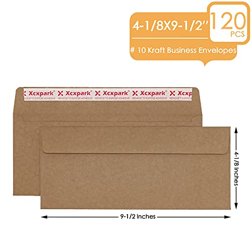 Xxcxpark 120 PCS #10 Brown Self Seal Kraft 4-1/8 x 9-1/2 inches Security Envelopes, Windowless Invisible Envelopes Super Strong Quick Seal Envelopes Security Tint Pattern Secure - Image 2