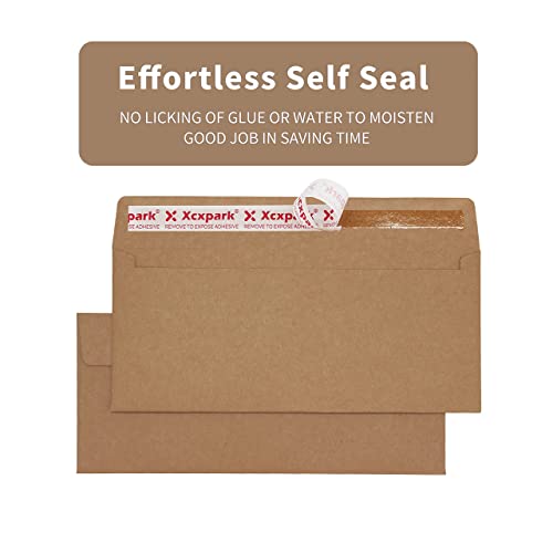 Xxcxpark 120 PCS #10 Brown Self Seal Kraft 4-1/8 x 9-1/2 inches Security Envelopes, Windowless Invisible Envelopes Super Strong Quick Seal Envelopes Security Tint Pattern Secure - Image 3