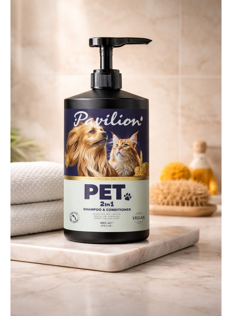 papilion Pet 2 in 1 Shampoo & Conditioner, Oat Meal & Honey, 1000ml - Image 2