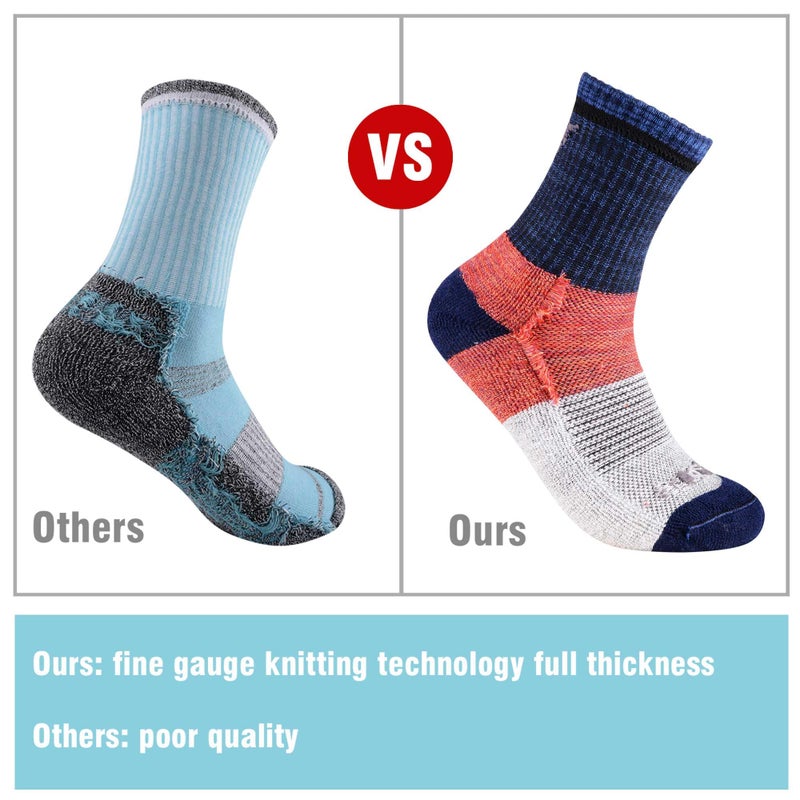 FEIDEER Men's Thick Cotton Full Cushion Quarter Crew Socks for Outdoor Hiking Everyday, Midweight, 5 Pairs (5MS20605-XL) - Image 3