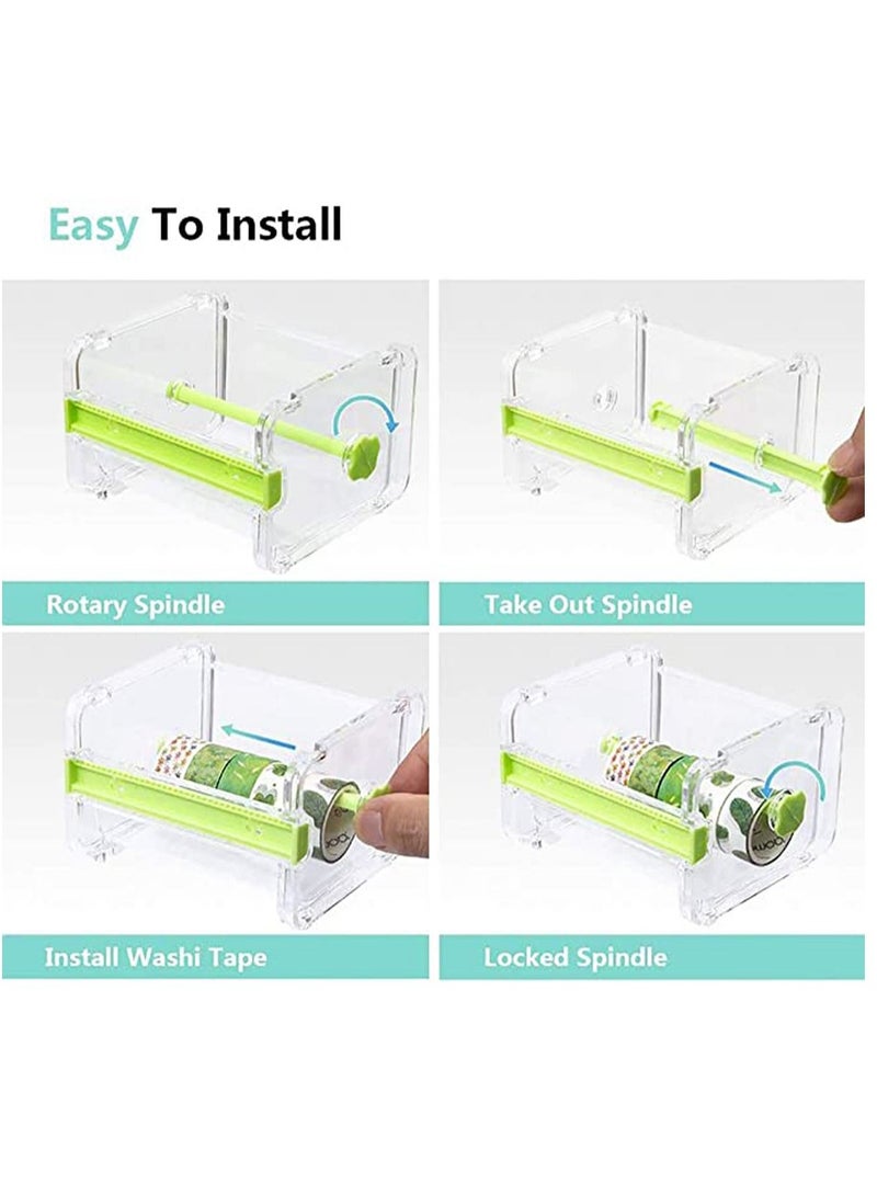 KASTWAVE Tape Cutter Holder with Making Tape, Clear Making Tape Dispenser, Transparent Tape Dispenser Roll Tape Holder for Gift Wrapping Scrapbooking Cards Diary DIY - Image 5