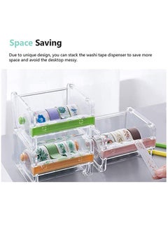 KASTWAVE Tape Cutter Holder with Making Tape, Clear Making Tape Dispenser, Transparent Tape Dispenser Roll Tape Holder for Gift Wrapping Scrapbooking Cards Diary DIY  - Image 2