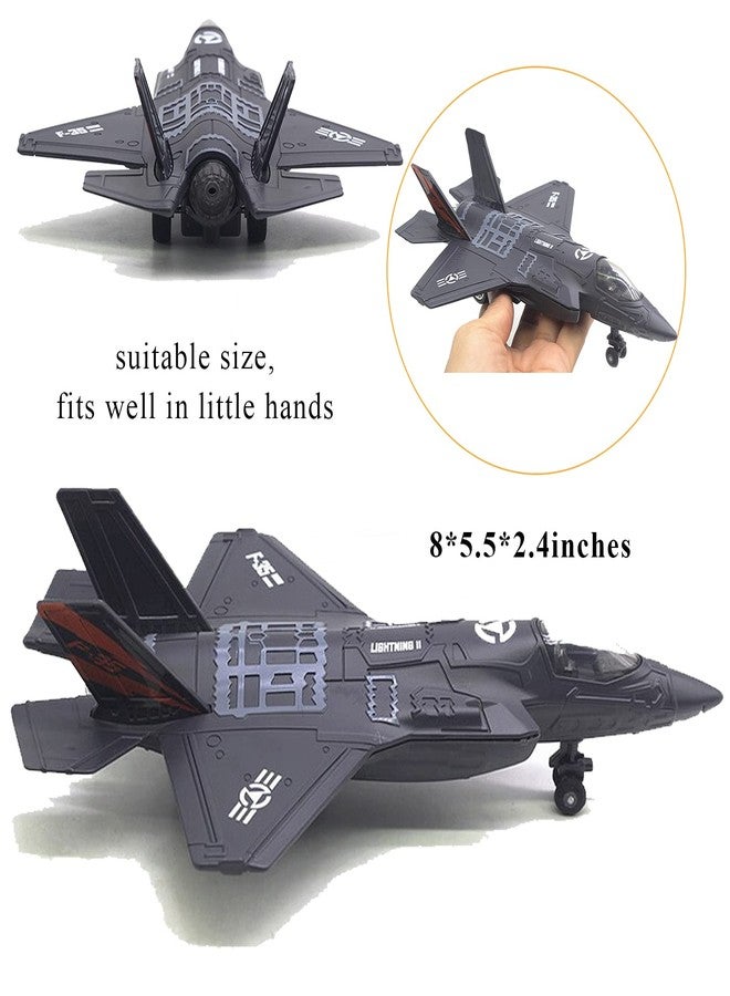 OTONOPI Fighter Jet Military Plane Model F-35 Aircraft Army Air Force Diecast Metal Pull Back Bomber Attack Plane with Lights and Sounds for Kids or Commemorate Collection - Image 4
