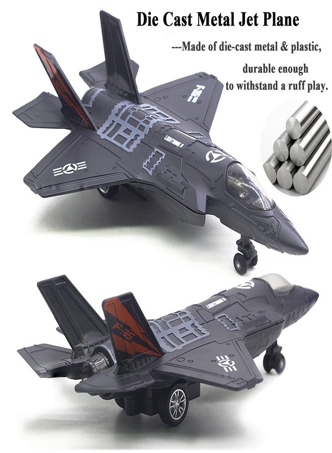 OTONOPI Fighter Jet Military Plane Model F-35 Aircraft Army Air Force Diecast Metal Pull Back Bomber Attack Plane with Lights and Sounds for Kids or Commemorate Collection - Image 2