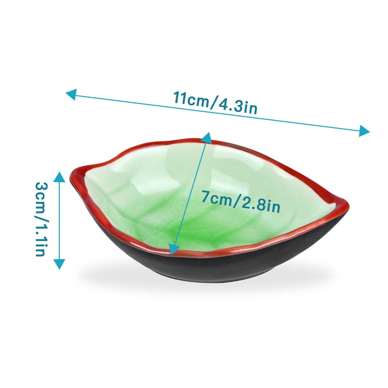 Worldity 4 Pack Assorted Color Charcuterie Bowls  Cute Leaf Shape Small Sauce Bowls  Sushi Plates and Soy Sauce Bowls for Sushi Appetizer  Oil  Vinegar  Ketchup  Paste Jam - Image 2
