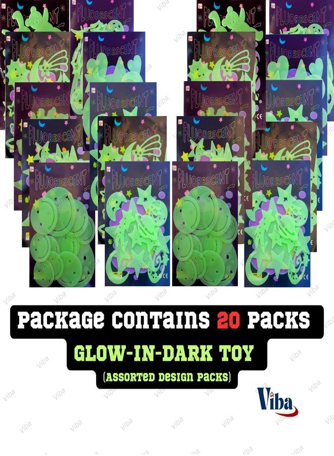 Viba® Glow Dark Stickers for Kids Birthday Return Gift (Set of 20 Packs) | Neon Radium Party Favors & Keepsake Decorations | Luminous Stickers for Boys & Girls - Image 2
