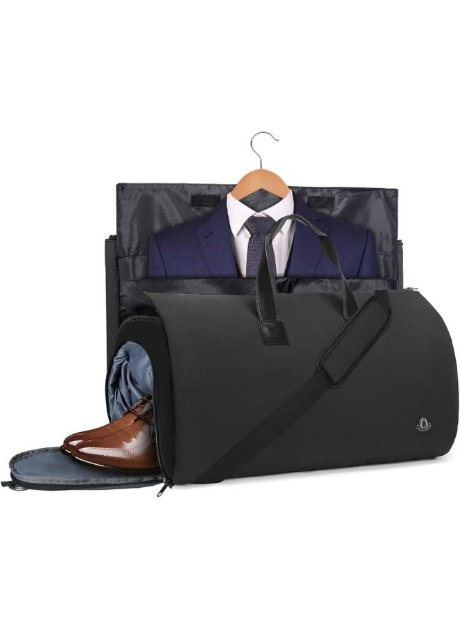 bug Garment Bags Convertible Garment Bag With Shoulder Strap Shoes Compartment Carry On Travel Suit Bags 2 In 1 Garment Duffle Bag For Men Women Weekender Bag Extra Large Dark Black  - Image 1