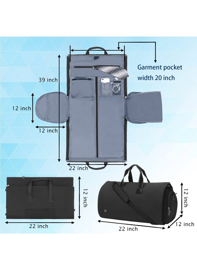 bug Garment Bags Convertible Garment Bag With Shoulder Strap Shoes Compartment Carry On Travel Suit Bags 2 In 1 Garment Duffle Bag For Men Women Weekender Bag Extra Large Dark Black  - Image 3