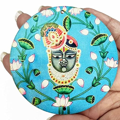 Adikala Pichwai Shrinath ji MDF Round Cutout Design for Diwali | Dussehra | Rangoli | Pooja | Festival Gift | Wedding Decorations_Big (Set of 6) - Image 2