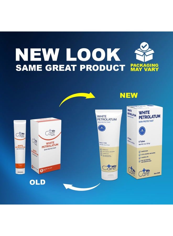 Dynarex فازلين أبيض، جل بترولي للبشرة الجافة، التالفة أو المتشققة، فازلين أبيض مهدئ لتهيج البشرة الطفيف، 4 أونصات. أنابيب، 1 صندوق يحتوي على 6 أنابيب - Image 2