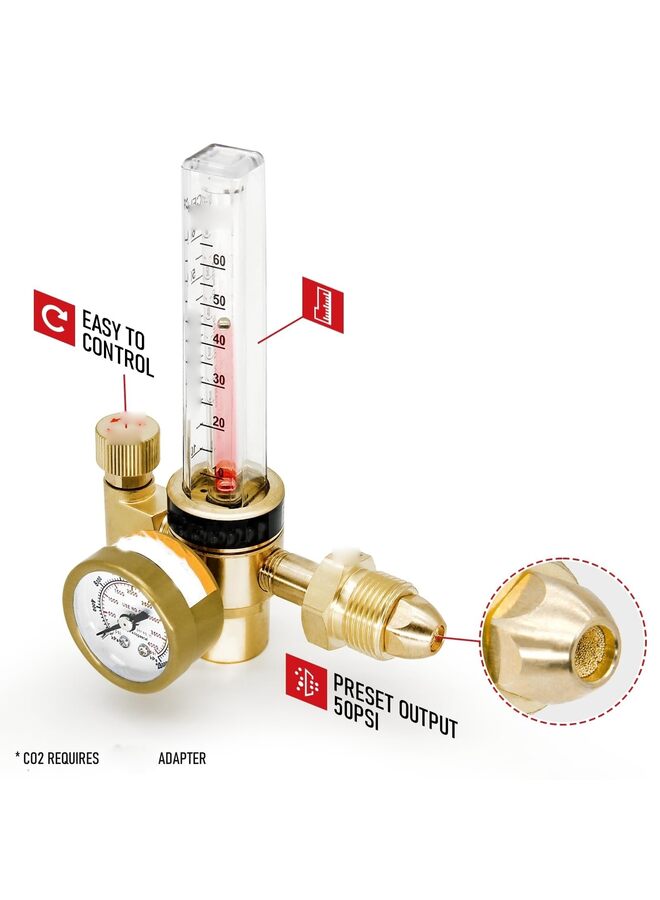 LAMAY Argon Regulator, Flow Meter Gas Regulator Gauge for Weld with Gas Hose Welding - Image 2