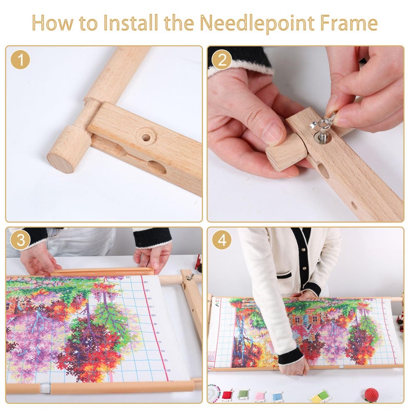 GuoFa Embroidery Tapestry Scroll Frame, Detachable Cross Stitch Frame, Scroll Embroidery&Quilting Holder for Cross Stitch, Needlepoint, and Sewing Projects (30.31inch*11.8inch) - Image 3