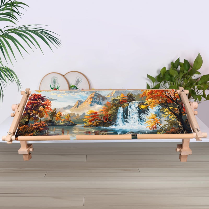 GuoFa Embroidery Tapestry Scroll Frame, Detachable Cross Stitch Frame, Scroll Embroidery&Quilting Holder for Cross Stitch, Needlepoint, and Sewing Projects (30.31inch*11.8inch) - Image 5