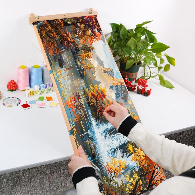 GuoFa Embroidery Tapestry Scroll Frame, Detachable Cross Stitch Frame, Scroll Embroidery&Quilting Holder for Cross Stitch, Needlepoint, and Sewing Projects (30.31inch*11.8inch) - Image 4