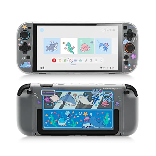 GeekShare Slim Cover Case Compatible with Switch 2 ShockAbsorption and AntiScratch PC Cover Skin for Switch 2 Game Console Shark Party - Image 1