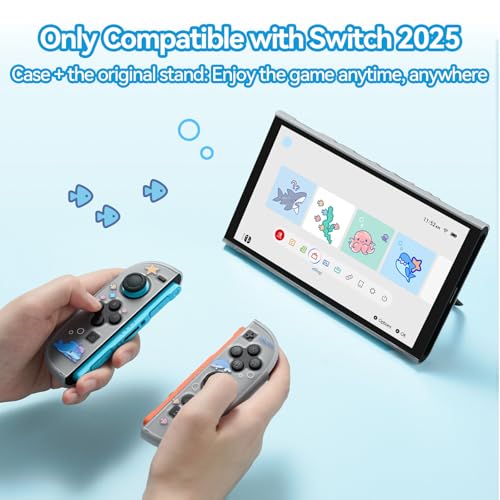 GeekShare Slim Cover Case Compatible with Switch 2 ShockAbsorption and AntiScratch PC Cover Skin for Switch 2 Game Console Shark Party - Image 3