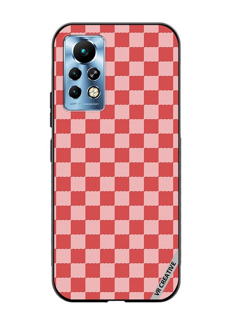 Protective Case Cover For Infinix Note 11 Pro Red Checkerboard Abstract Textured Checkers Design Multicolour