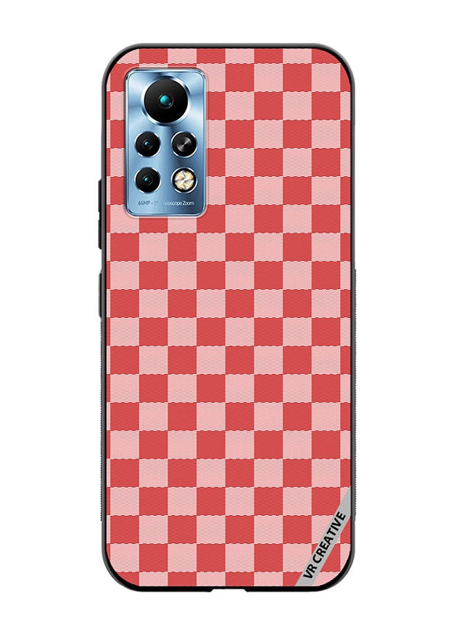 Protective Case Cover For Infinix Note 11 Pro Red Checkerboard Abstract Textured Checkers Design Multicolour