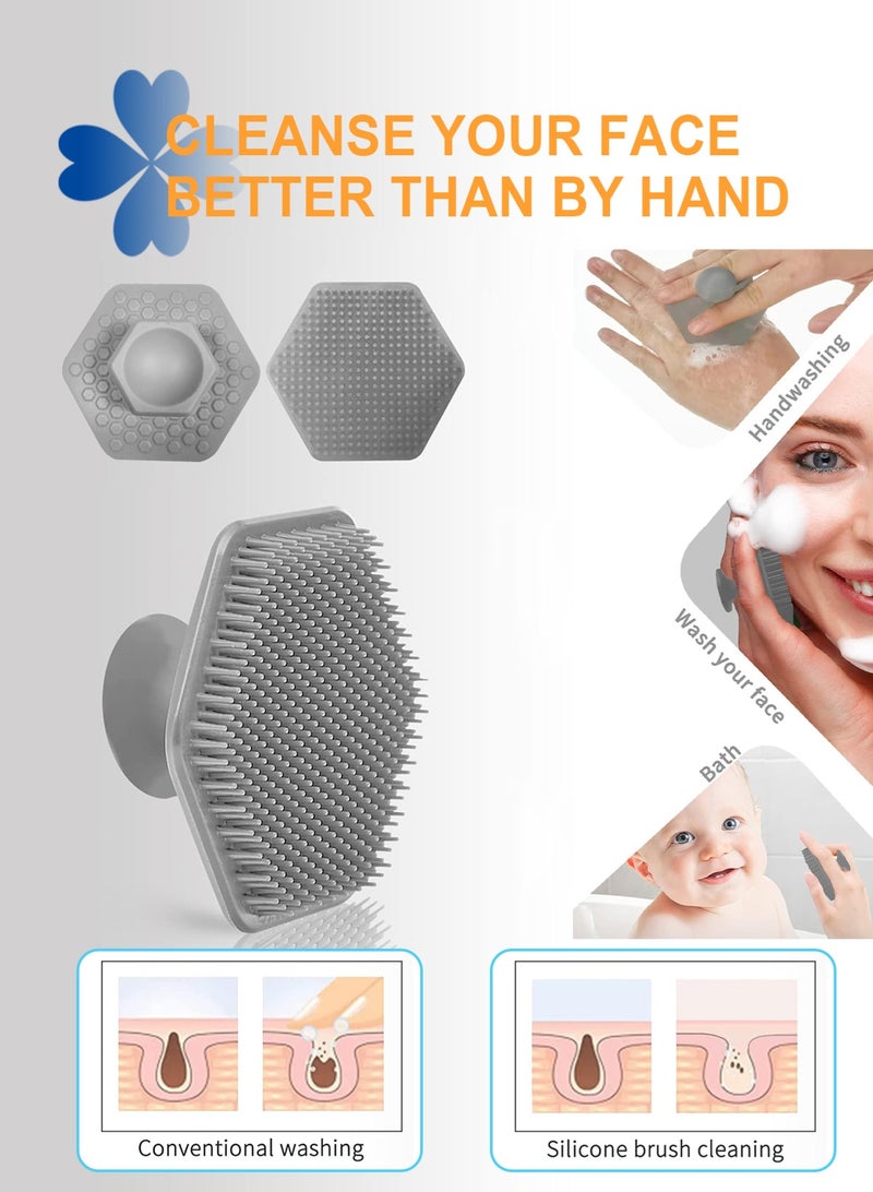 HomarKet 3 Pack Silicone Body Scrubber, Anti Cellulite Massage Scrubber, Long Handle Back Scrubber Exfoliating Shower Brush for Men & Women, Removes Dead Skin, Reduces Cellulite, Improves Circulation, Fast Dry, Non Slip - Image 3