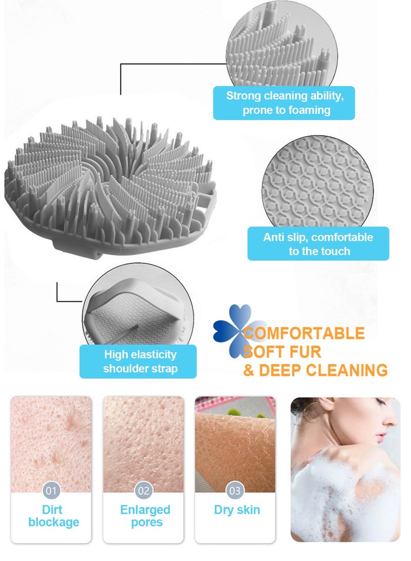 HomarKet 3 Pack Silicone Body Scrubber, Anti Cellulite Massage Scrubber, Long Handle Back Scrubber Exfoliating Shower Brush for Men & Women, Removes Dead Skin, Reduces Cellulite, Improves Circulation, Fast Dry, Non Slip - Image 5