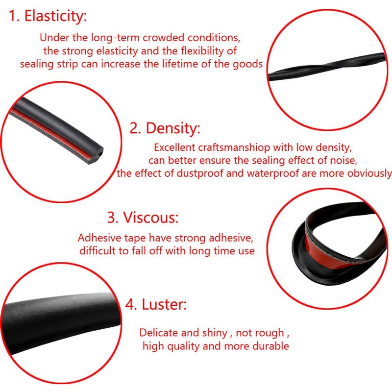 ESUPPORT 16ft 5M U Shape Car Door Moulding Rubber Scratch Protector Strip Edge Guard Trim Seal Red - Image 4