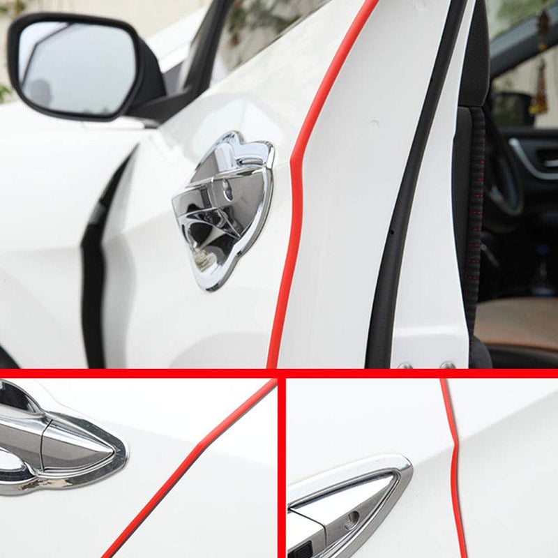 ESUPPORT 16ft 5M U Shape Car Door Moulding Rubber Scratch Protector Strip Edge Guard Trim Seal Red - Image 2