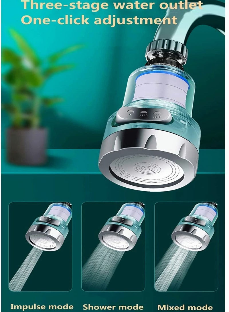 SYOSI Kitchen Filter Faucet Sprayer, 360° Rotation 3 Modes Adjustable Kitchen Splash-proof Water Faucet, Faucet Booster Transparent Replaceable Filter Cartridges (2pcs)  - Image 3