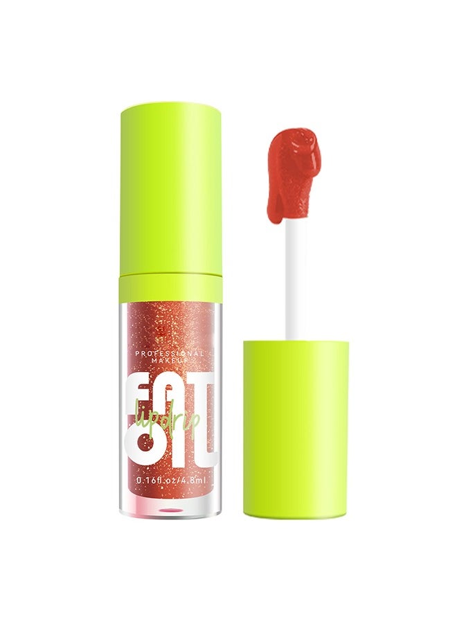 Julystar Plump Lips Fat Perks, Lip Glow Oil Deep Nourishing Moisturizing Glossy Long Lasting Lightweight Non Sticky Portable Lip Oil Lip Care to Fade Lines and Exfoliate Dead Skin for Women 4.8 ml (#06)  - Image 1
