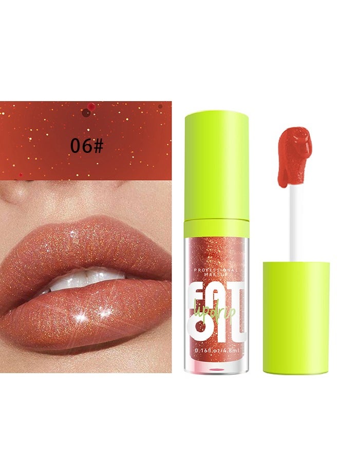 Julystar Plump Lips Fat Perks, Lip Glow Oil Deep Nourishing Moisturizing Glossy Long Lasting Lightweight Non Sticky Portable Lip Oil Lip Care to Fade Lines and Exfoliate Dead Skin for Women 4.8 ml (#06)  - Image 2