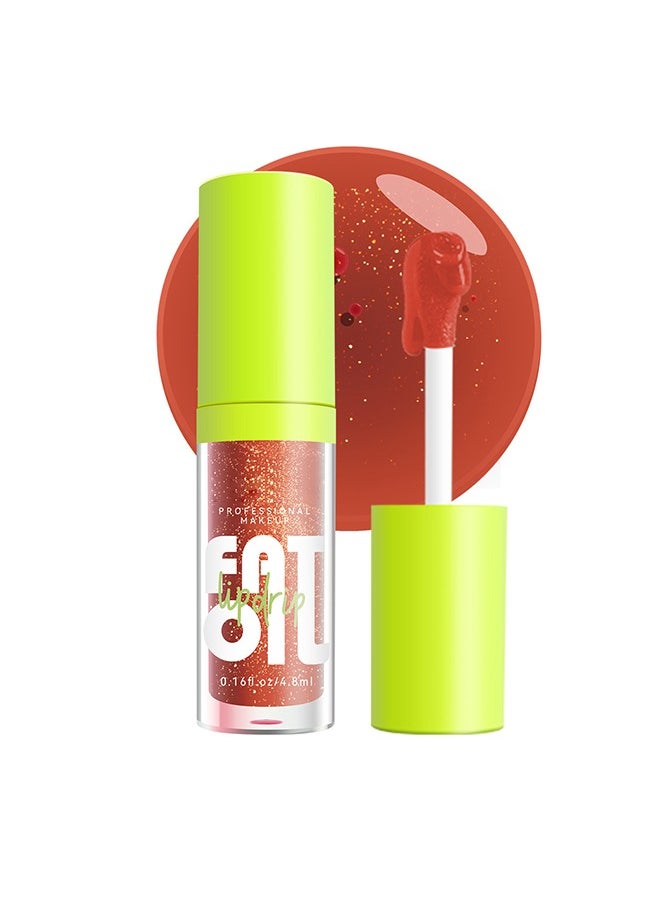 Julystar Plump Lips Fat Perks, Lip Glow Oil Deep Nourishing Moisturizing Glossy Long Lasting Lightweight Non Sticky Portable Lip Oil Lip Care to Fade Lines and Exfoliate Dead Skin for Women 4.8 ml (#06)  - Image 3