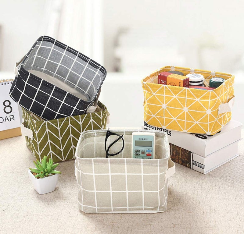 KolorFish KolorFish Cute Fabric Storage Basket Bins for Adult Makeup, Baby Toys Liners, Books - Pack of 4 