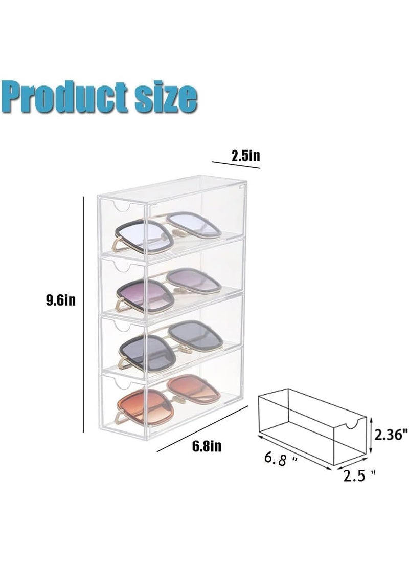 HOUSE OF QUIRK House of Quirk Acrylic Sunglasses Organizer with 4 Lid Drawer Organizer Rectang Supplies for Bathroom Dorm Desk Countertop Office Transparent  - Image 2