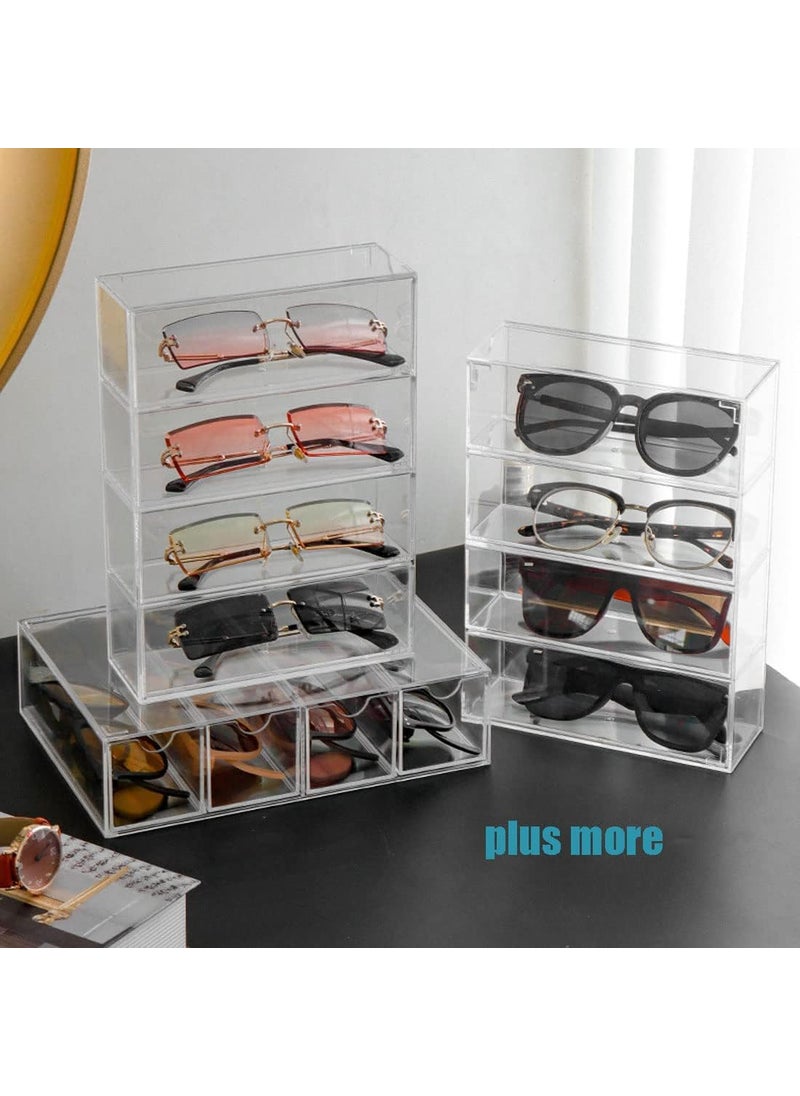 HOUSE OF QUIRK House of Quirk Acrylic Sunglasses Organizer with 4 Lid Drawer Organizer Rectang Supplies for Bathroom Dorm Desk Countertop Office Transparent  - Image 4