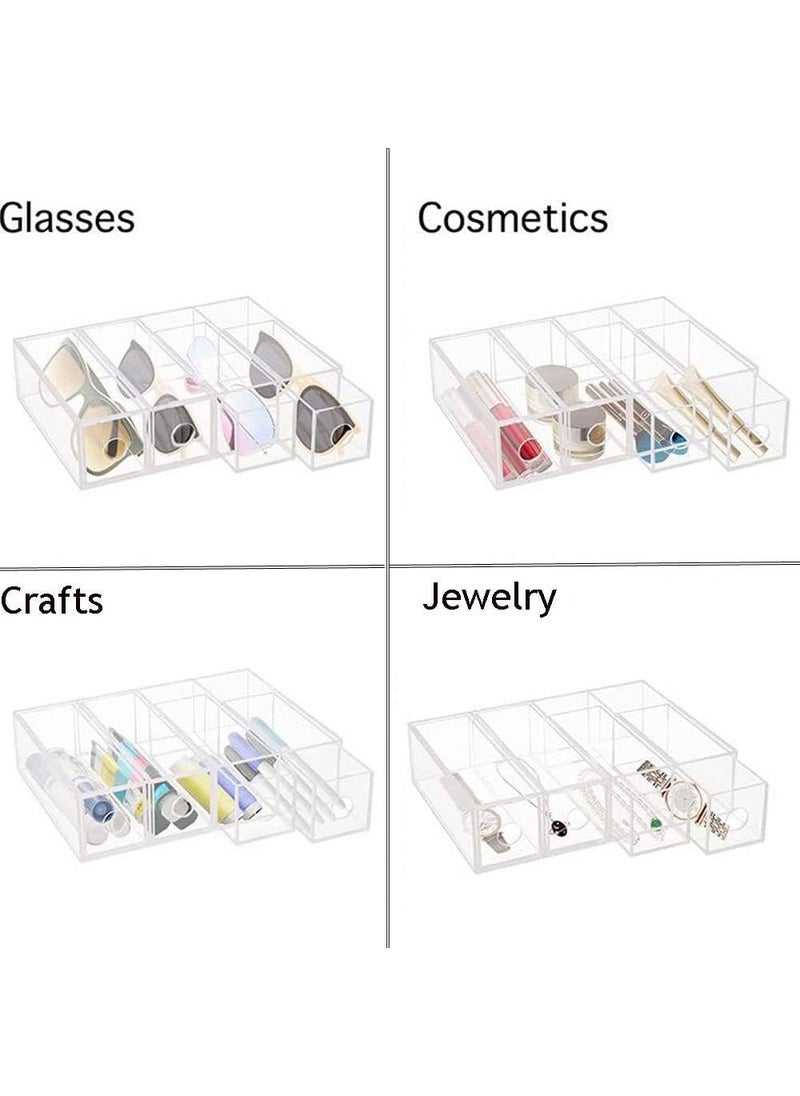 HOUSE OF QUIRK House of Quirk Acrylic Sunglasses Organizer with 4 Lid Drawer Organizer Rectang Supplies for Bathroom Dorm Desk Countertop Office Transparent  - Image 3