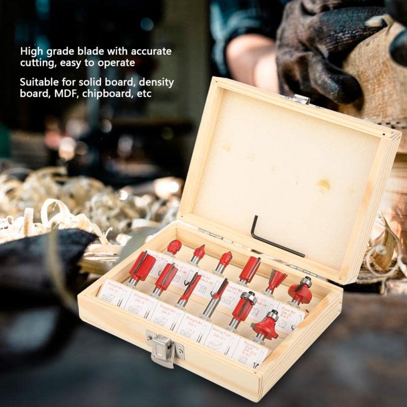 MLD MLD Professional Router Bit Set 12Pcs 635 mm Woodworking Trimming Engraving Carving Cut ToolsSize 635 mmColorMulti MaterialCarbon steel  - Image 4