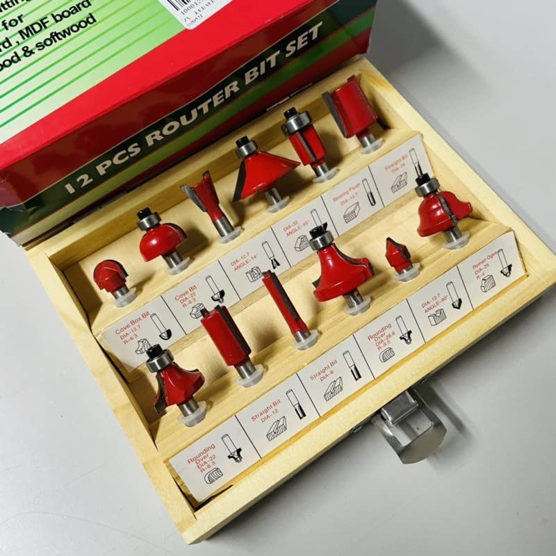 MLD MLD Professional Router Bit Set 12Pcs 635 mm Woodworking Trimming Engraving Carving Cut ToolsSize 635 mmColorMulti MaterialCarbon steel  - Image 1