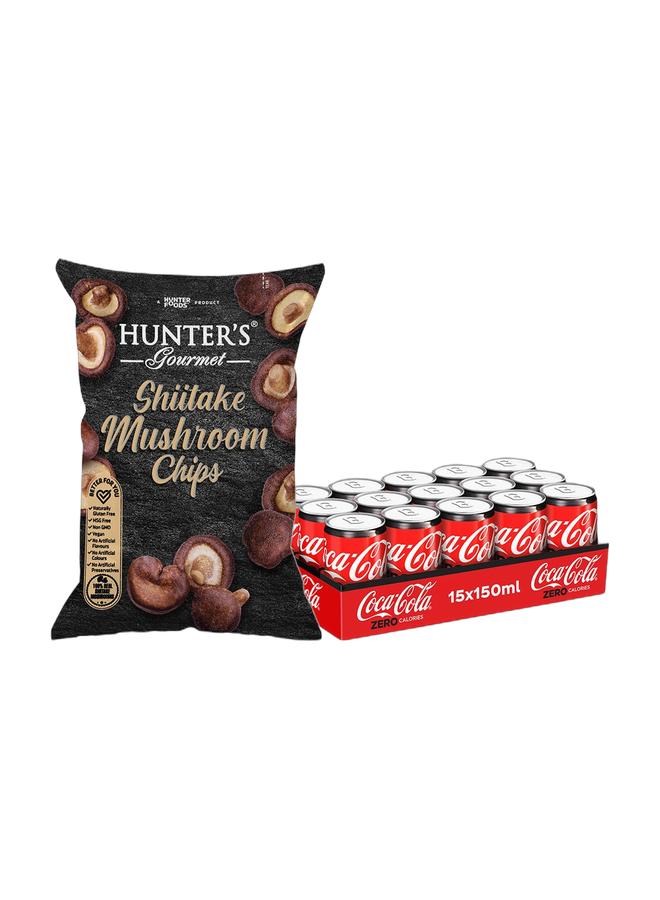 noon Hunter's Gourmet Shiitake Mushroom Chips 55g + Coca Cola Zero Can 15 x 150ml - Image 1