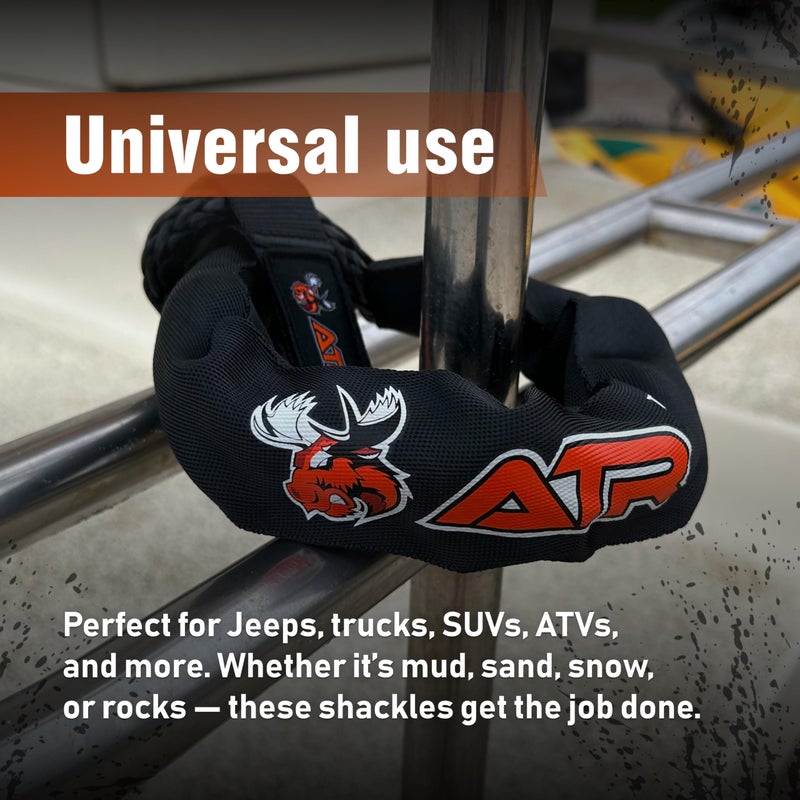 ATR Soft Shackles 1/2â€ x 24â€ (2 Pack, Black) â€“ 41,200 lbs Synthetic Rope Recovery Shackles â€“ Heavy-Duty UHMWPE Tow Connectors for Off-Road 4x4, Jeep, Truck, ATV, UTV - Image 4