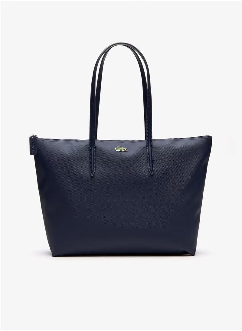 LACOSTE Women's L12.12 Concept Fashion Versatile Large Capacity Zipper Handbag Tote Bag Shoulder Bag Large Navy Blue  - Image 1