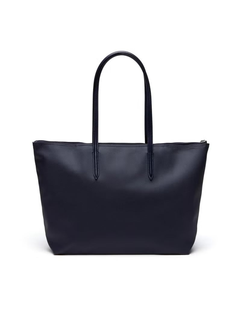 LACOSTE Women's L12.12 Concept Fashion Versatile Large Capacity Zipper Handbag Tote Bag Shoulder Bag Large Navy Blue  - Image 3
