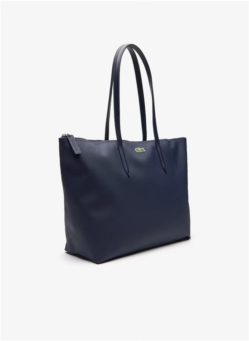 LACOSTE Women's L12.12 Concept Fashion Versatile Large Capacity Zipper Handbag Tote Bag Shoulder Bag Large Navy Blue  - Image 2