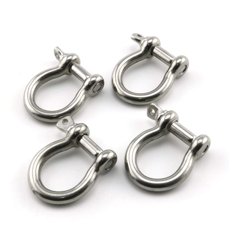 Lind Kitchen 4pcs 14 Inch Stainless Steel Bow Shackle Screw Pin Anchor Shackle Hardware Rigging Outdoor Tools for Survival Rope Paracord Camping Bracelet Bow Buckle M6