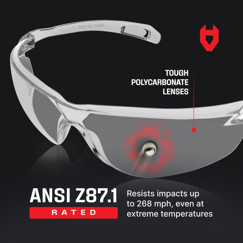 NoCry ANSI Z87.1 Safety Glasses with Scratch Resistant Coating - Anti Fog Safety Glasses, Clear Safety Glasses for Men, 100% UV Resistant Eye Protection Glasses - Suitable for Indoor or Outdoor Use - Image 4