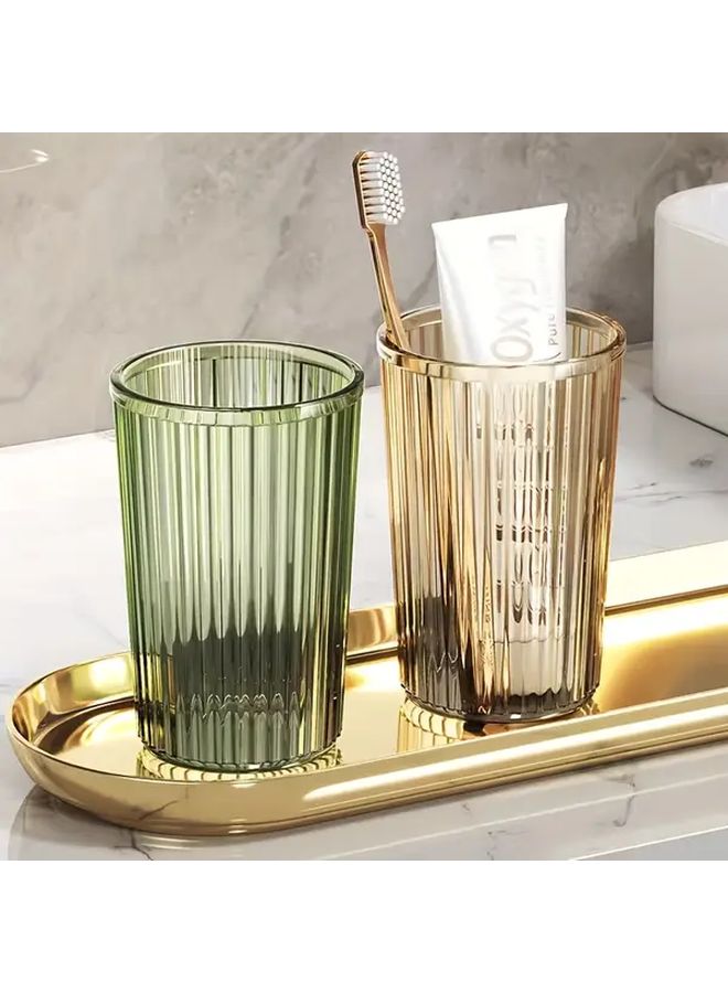 4 Color Family Set Of 4 Toothbrushes And Cups Durable Plastic For Bathroom Kitchen Home - Image 2